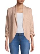 Highline Collective Metallic Puff-sleeve Cardigan With Shawl Collar