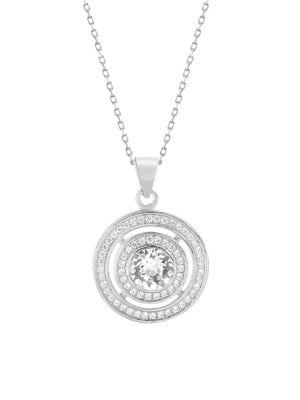 Lord & Taylor Sterling Silver & Swarovski Crystal Double-halo Pendant Necklace