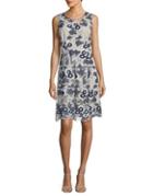 T Tahari Ohanna Embroidered Floral A-line Dress