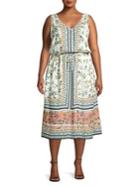 Lucky Brand Plus Floral V-neck Blouson Dress