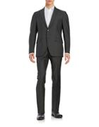 Black Brown Two-button Woven Wool Suit Set