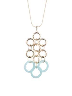 Trina By Trina Turk Meet Me In Malibu Goldtone And Aqua Resin Multi-link Pendant Necklace