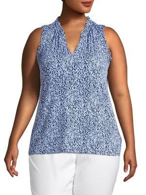 Michael Kors Plus Ruffled V-neck Top