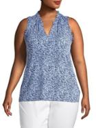 Michael Kors Plus Ruffled V-neck Top