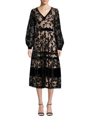 Taylor Embellished V-neck Midi Dress
