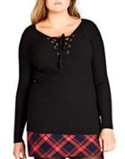 City Chic Plus Lace-up Vamp Sweater
