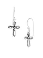 Lord & Taylor 925 Sterling Silver Beaded Cross Drop Earrings