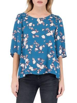 B Collection By Bobeau Floral Flutter Sleeve Top