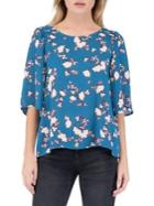 B Collection By Bobeau Floral Flutter Sleeve Top