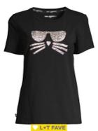 Karl Lagerfeld Paris Sequined Choupette Stretch Tee
