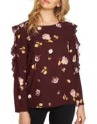 1.state Floral-print Long Sleeve Blouse