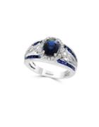 Effy Royale Bleu Diamond, Natural Sapphire And 14k White Gold Ring, 0.31 Tcw