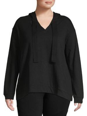 Lord & Taylor Plus Self-tie Cotton Hoodie
