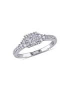Sonatina 14k White Gold & Diamond Princess-cut Halo Engagement Ring