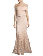 Nicole Bakti Sequined Off-the-shoulder Gown