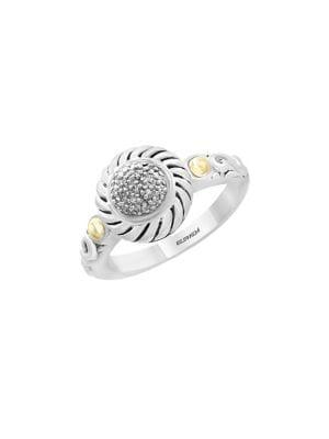 Effy Sterling Silver, 18k Yellow Gold & Diamond Cocktail Ring