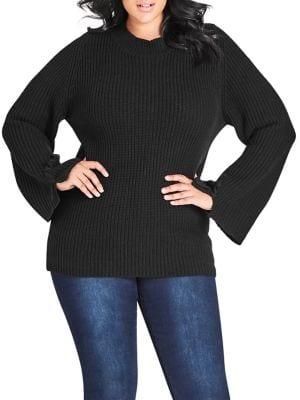 City Chic Plus Enchanting Knit Cross-hatch Sweater