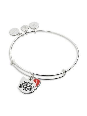 Alex And Ani Silvertone Meowy Christmas Bracelet