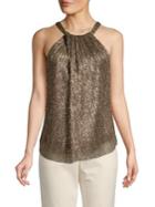 Trina Turk Eastern Luxe Rosemary Metallic Halter Top