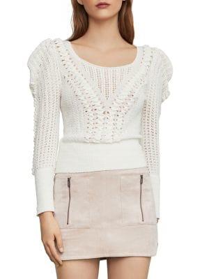 Bcbgmaxazria Draped Shoulder Plaited Sweater