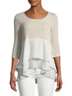Design Lab Lord & Taylor Colorblock Tiered Ruffle Blouse
