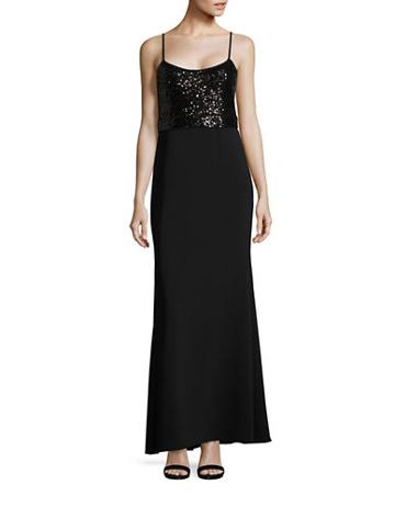 Belle By Badgley Mischka Sequined Sleeveless Gown