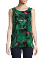 Lord & Taylor Floral Overlay Sleeveless Top