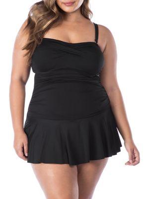 Lauren Ralph Lauren Plus One Piece Skirted Swimsuit