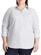 Lauren Ralph Lauren Plus Relaxed-fit Striped Button-down Shirt