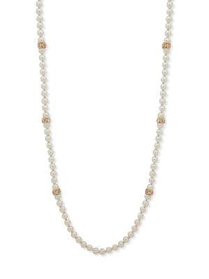 Anne Klein Faux Pearl And Crystal Necklace
