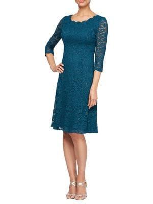 Alex Evenings Embroidered A-line Dress