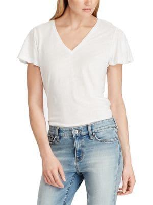 Lauren Ralph Lauren Flutter-sleeve Slim-fit Tee