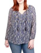 Lucky Brand Plus Printed Long-sleeve Top