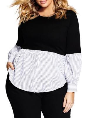 City Chic Plus Shirt Detail Sweater