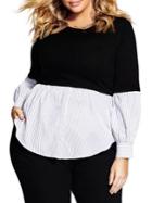 City Chic Plus Shirt Detail Sweater