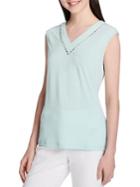 Calvin Klein Beaded Cutout V-neck Blouse