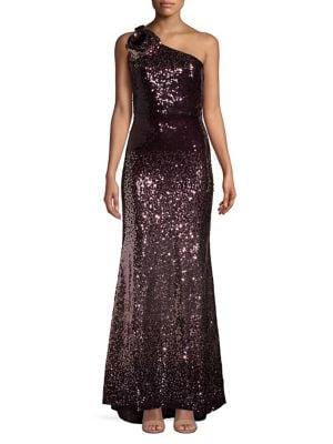 Vince Camuto One-shoulder Sequin-embellished Gown