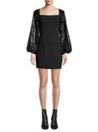 Black Halo Tiana Sequin Puff-sleeve Dress