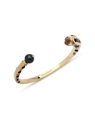 Givenchy Faux Pearl And Crystal Open Cuff Bracelet