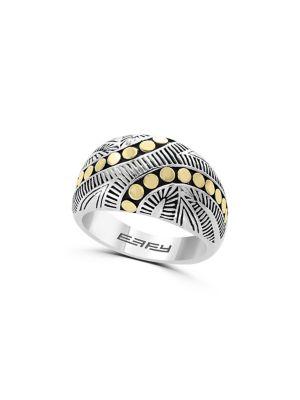 Effy 18k Yellow Gold & Sterling Silver Dot-engraved Ring