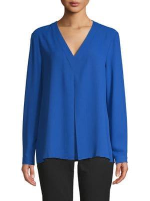 Anne Klein Front-pleat Long-sleeve Top
