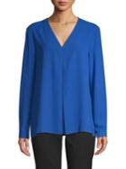 Anne Klein Front-pleat Long-sleeve Top
