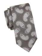 Black Brown Paisley Grid Silk Tie