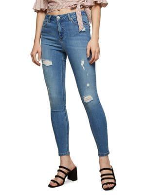 Miss Selfridge Lizzie High Waist Skinny Ripped Jeans
