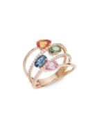 Lord & Taylor Multicolor Sapphire And 14k Rose Gold Ring
