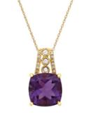 Lord & Taylor Diamond, Amethyst And 14k Yellow Gold Pendant Necklace