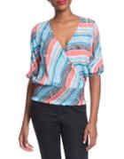 Plenty By Tracy Reese Printed Smocked Surplice Top