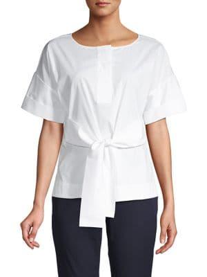 Donna Karan Self-tie Cotton Blend Top