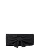 Jessica Mcclintock Metal Embellished Clutch With Bow Accent