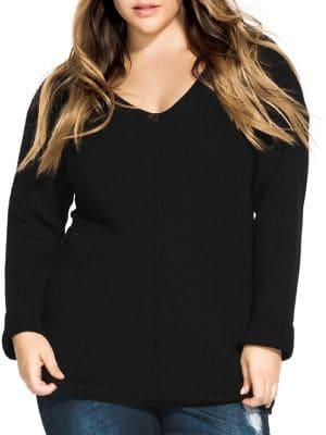 City Chic Plus V-neck Sweater